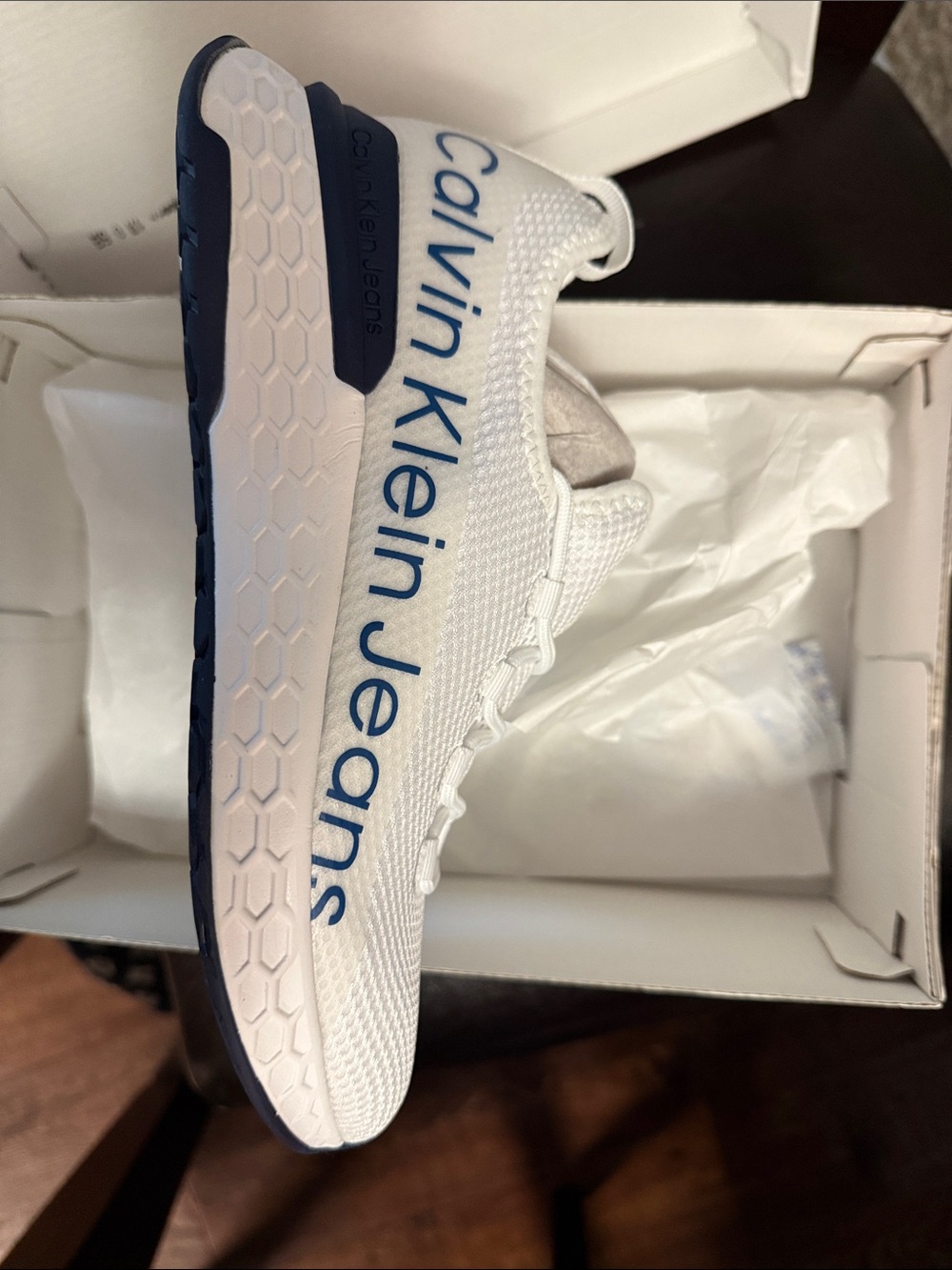 Calvin Klein White & Navy Athletic Sneakers